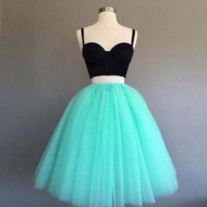 Cute A-line Two-piece Mint Green Tulle Short..