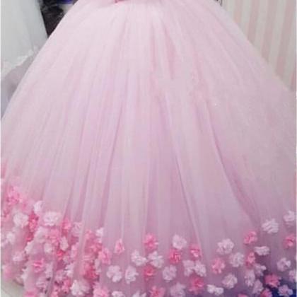 Beautiful Pink Wedding Dress 2018 Flowers Ball..