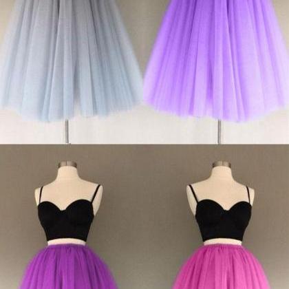 Pretty A Line Tulle Homecoming Dress Two Piece..