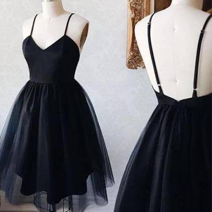 Little Black Homecoming Dress Butterfly V-neck Short Prom Dress  PD397 main image 0