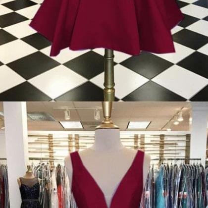 A-Line V-Neck Tiered Satin Homecoming Prom Dress with Appliques PD077