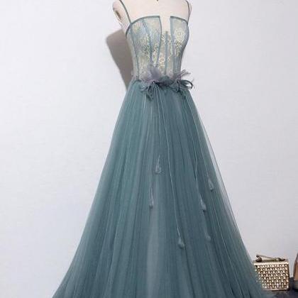 Green Sweetheart Tulle Lace Long Prom Dress Green Formal Dress on Luulla