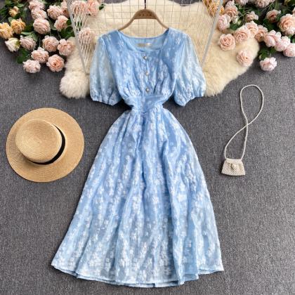 Chic A Line Puffy Sleeves Fashion Lace Dress
