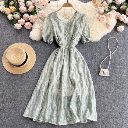 Chic A Line Puffy Sleeves Fashion Lace Dress
