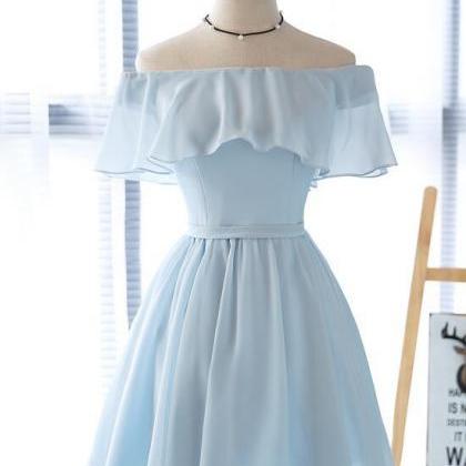 Simple Light Blue Off Shoulder Formal Dress , Short Party Dresses on Luulla