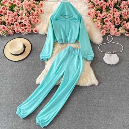 Two-piece casual hoodie suit