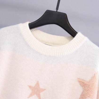 Cute Star Moon Long Sleeve Sweater