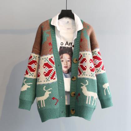 Cute cardigan fawn sweater