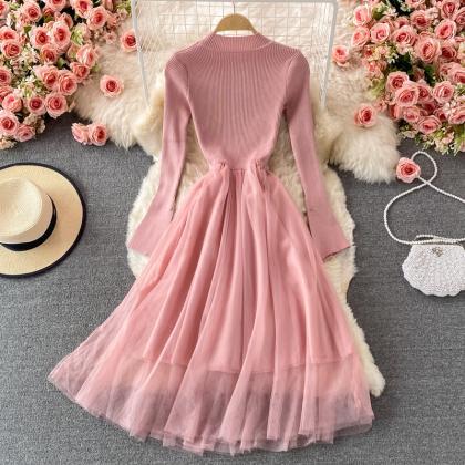 Cute long-sleeved knitted long-slee..