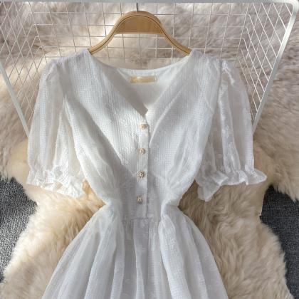 Cute v neck short dress A line fash..