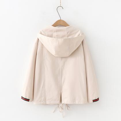 Simple long-sleeved hooded jacket