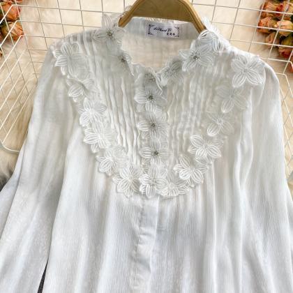 White lace long sleeve tops