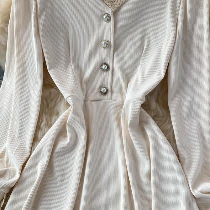 Cute A line long sleeve dress fashi..
