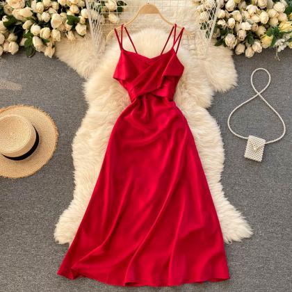 Cute Satin Short A Line Dress Fashion Dress