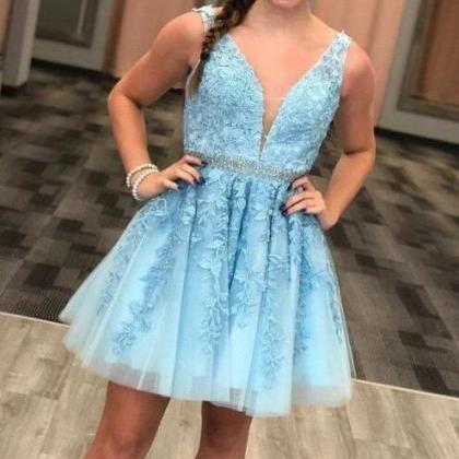 Lace Homecoming Dress, Short Prom D..