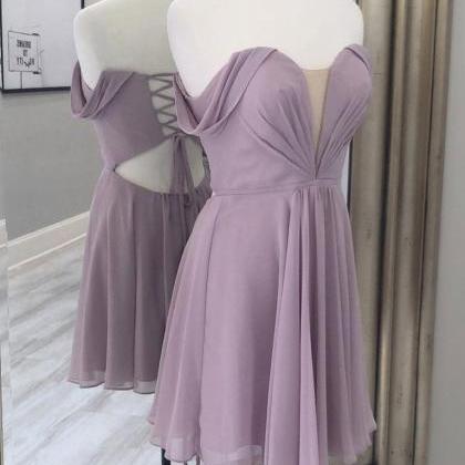 Simple A-line Chiffon Short Prom Dress, Chiffon..