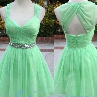 Mint Green Homecoming Dress,Tulle Homecoming Dresses With Straps ...