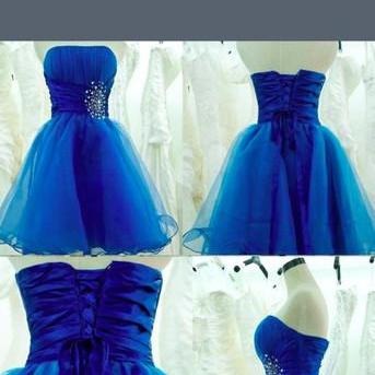 Royal Blue Homecoming Dress,strapless Homecoming..