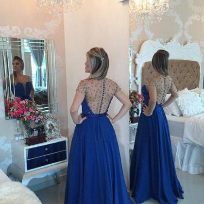 Tulle Prom Dresses,royal Blue Prom Dress,modest..