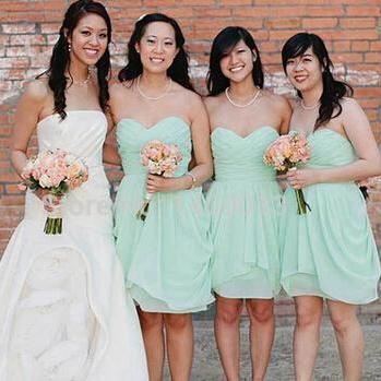 Mint Green Bridesmaid Dresses Knee Length Gown Summer Mint Green Bridesmaid Dresses Knee