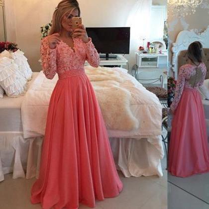 Coral Prom Dress,Ball Gown Prom Dre..