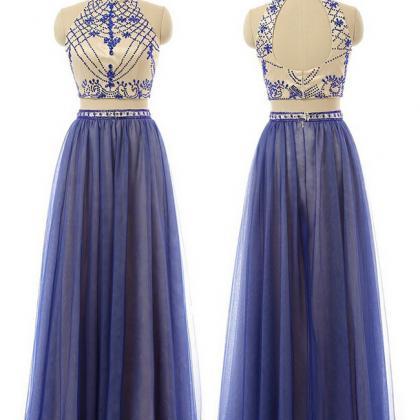 2 Piece Prom Gown,Two Piece Prom Dresses,Royal Blue Evening Gowns,2 ...