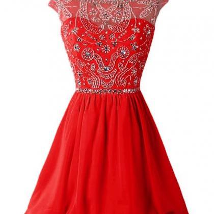 Red Homecoming Dress,Chiffon Homeco..