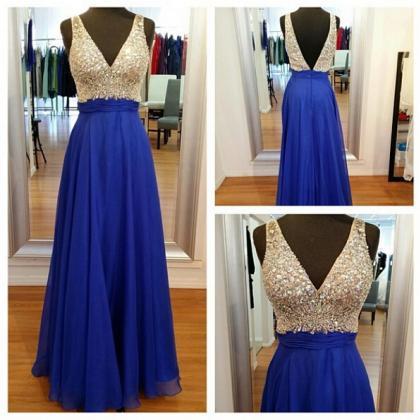 Backless Prom Dresses,open Back Prom Gowns,royal..