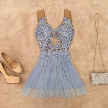 Homecoming Dress,turquoise Party Dresses,lace..