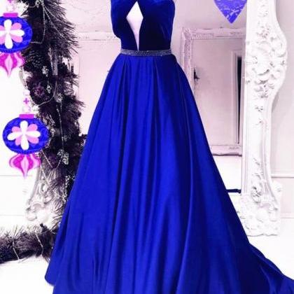 Unique Royal Blue Prom Dress, Charming Prom Dress, Sexy Back Prom Dress ...