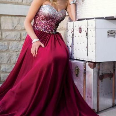 Wine Red Prom Dresses,Burgundy Prom Dress,Sexy Prom Dress,Sequined Prom Dresses,2016 Formal Gown,Chiffon Evening Gowns,A Line Party Dress,Sequin Prom Gown For Teens