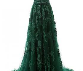 Layered Flower One Shoulder Sweep Train Tulle Dress Mint Green