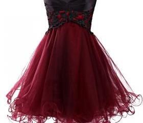 cute tulle lace short homecoming dress lace-up back party dress c2699