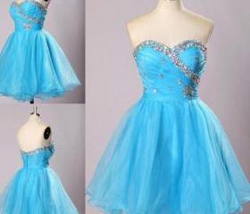 Light Blue Homecoming Dress,sweetheart Prom Gown,tulle Homecoming Gowns ...