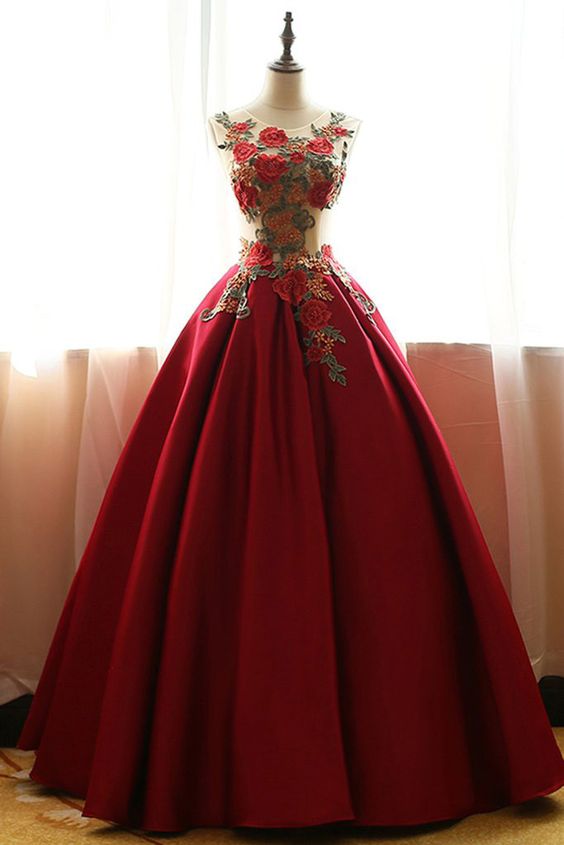 light red ball gown