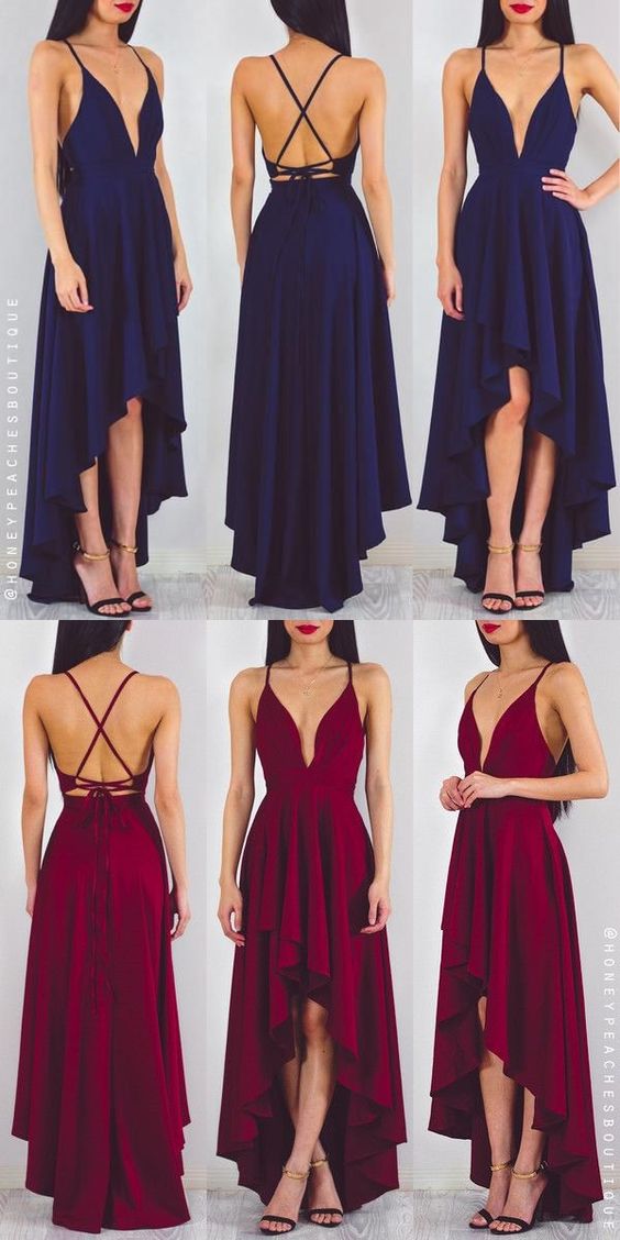 Navy Red Formal Dress