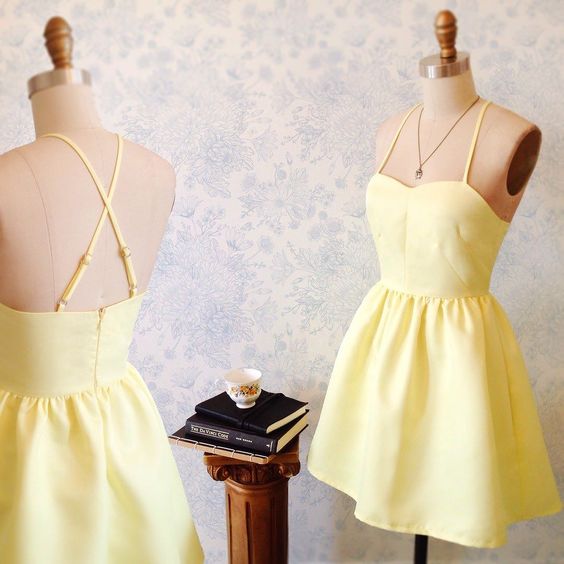 Simple A-Line Halter Criss-Cross Straps Short Satin Homecoming Dress