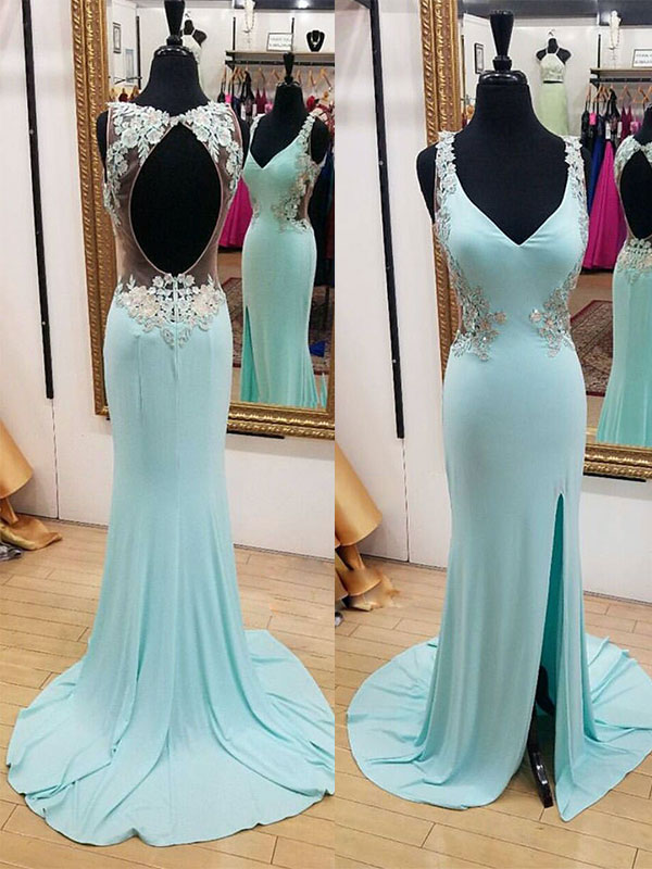 baby blue mermaid prom dresses