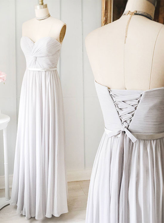Gorgeous Silver-Gray Sweetheart Neck Split Beaded Tulle Long Prom Dress Evening Dress cc5457 main image 1