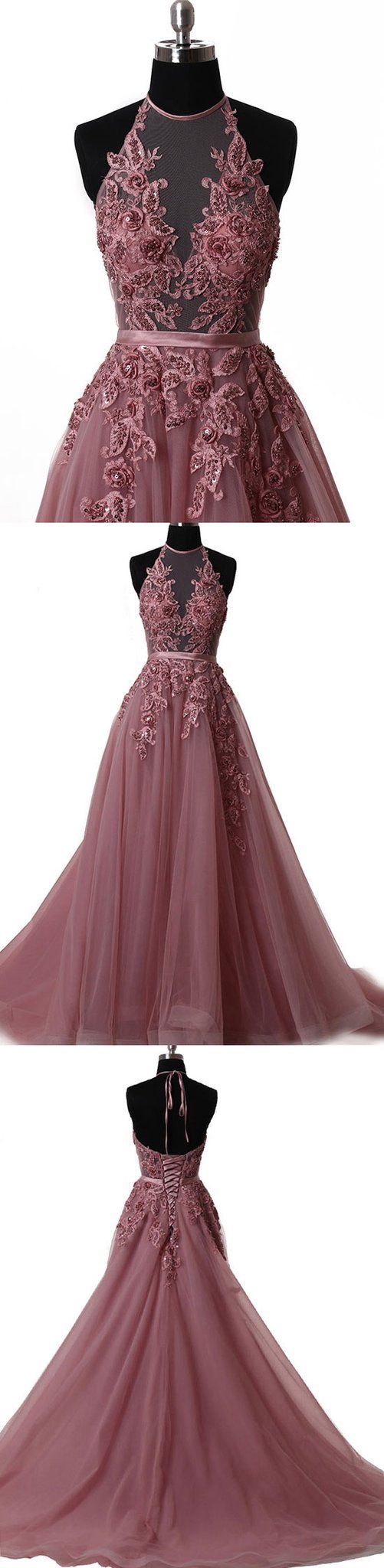 Elegant Tulle Lace Long Prom Dress, Lace Evening Dress P0164