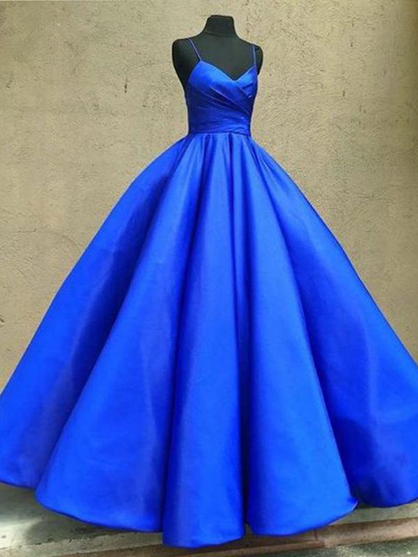 Royal Blue Prom Dress, Sexy Spaghetti Straps Formal Ball Gowns, 2018 Long Evening Dress P1453