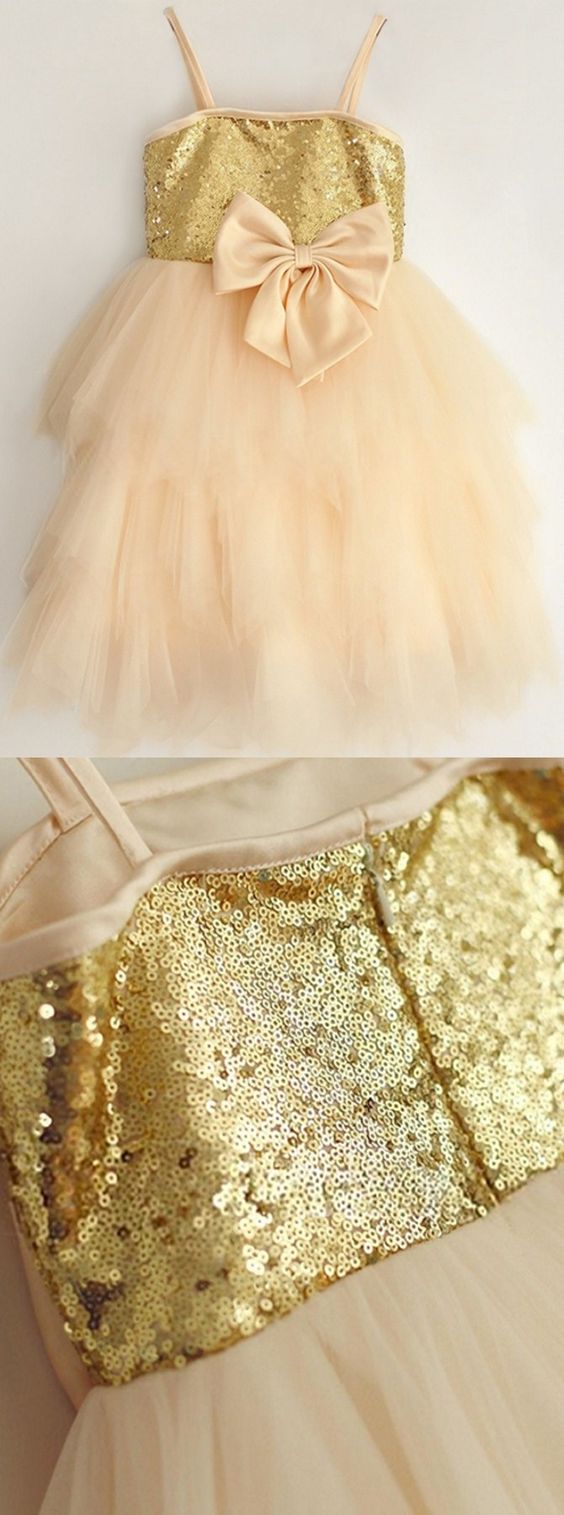 Sparkle Flower Girl Dresses, Fashion Party Dresses, Cute Wedding Party Dresses With Bow For Baby Girl