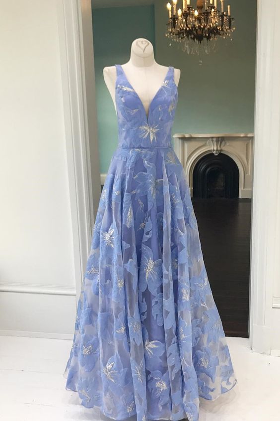 Princess Blue Long Prom Dress Party Dress