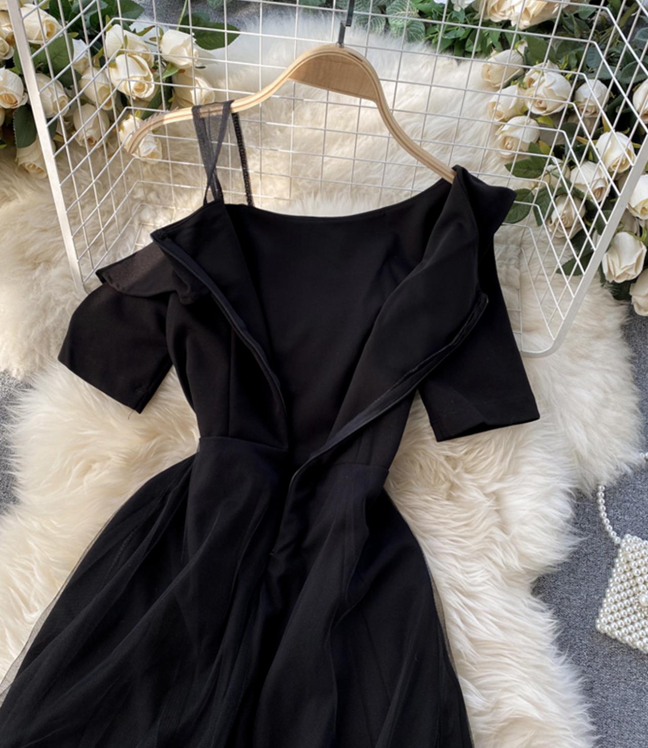 Long Black One Shoulder Dress main image 1