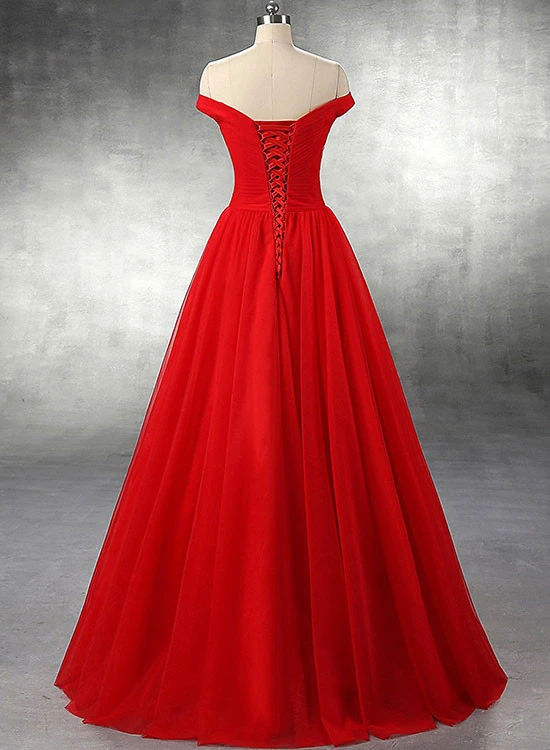 Simple A Line Grape Tulle Prom Dresses Evening Dress main image 0