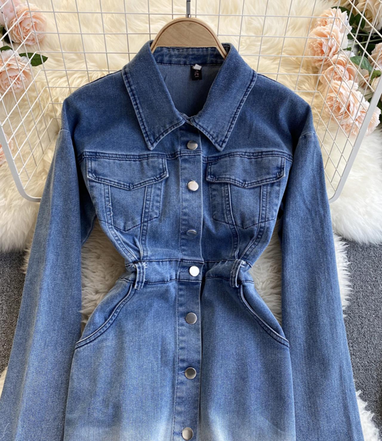 Stylish Denim Long Sleeve Dress on Luulla