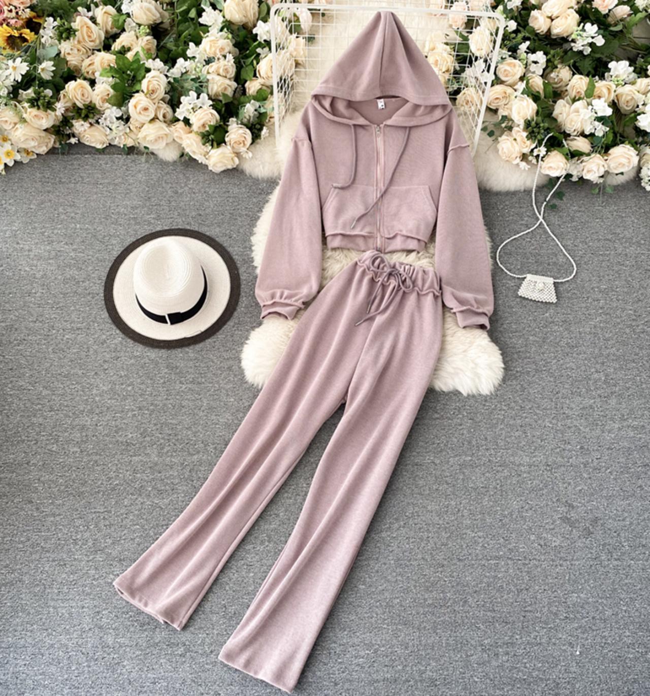 Stylish two-piece sets cute long-sleeved hoodie + loose pants