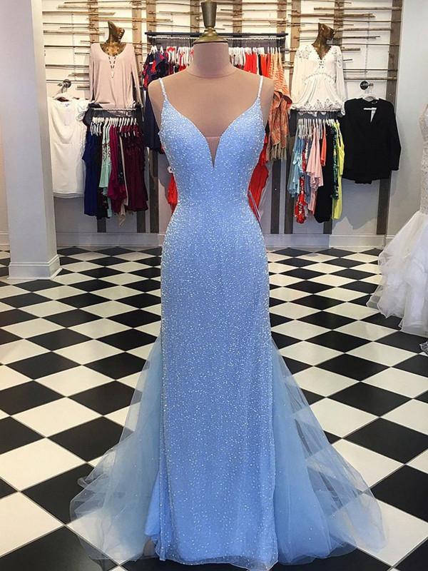 light blue prom dress v neck