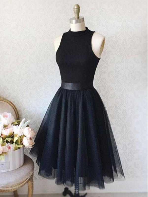 A Line Black Short Prom Dresses, Black ...
