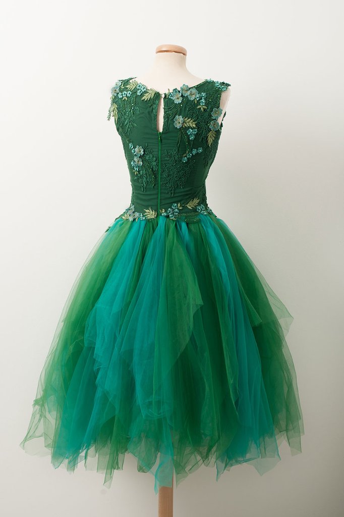 Unique V Neck Green Tulle Lace Short Prom Dress Green Homecoming Dress On Luulla 7891